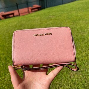 NEW MICHAEL KORS LG PHONE CASE WRISTLET/WALLET PALE PINK